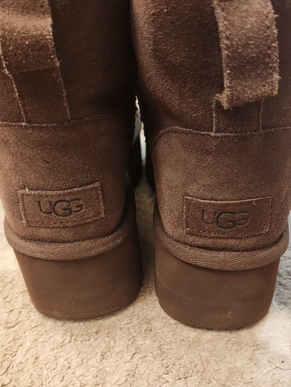 UGG Short Suede Ankle Booties in Chocolate Brown - Picture 3 of 8